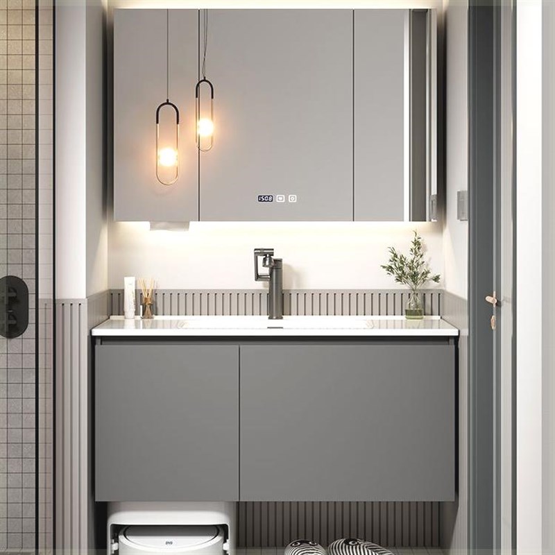 定制陶瓷一体盆浴室柜75CM85厘米95/105/115扫地机器人基站洗漱台