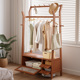 卧室挂衣架落地家用可移动带轮衣帽架复古奶油风室内多功能衣帽架