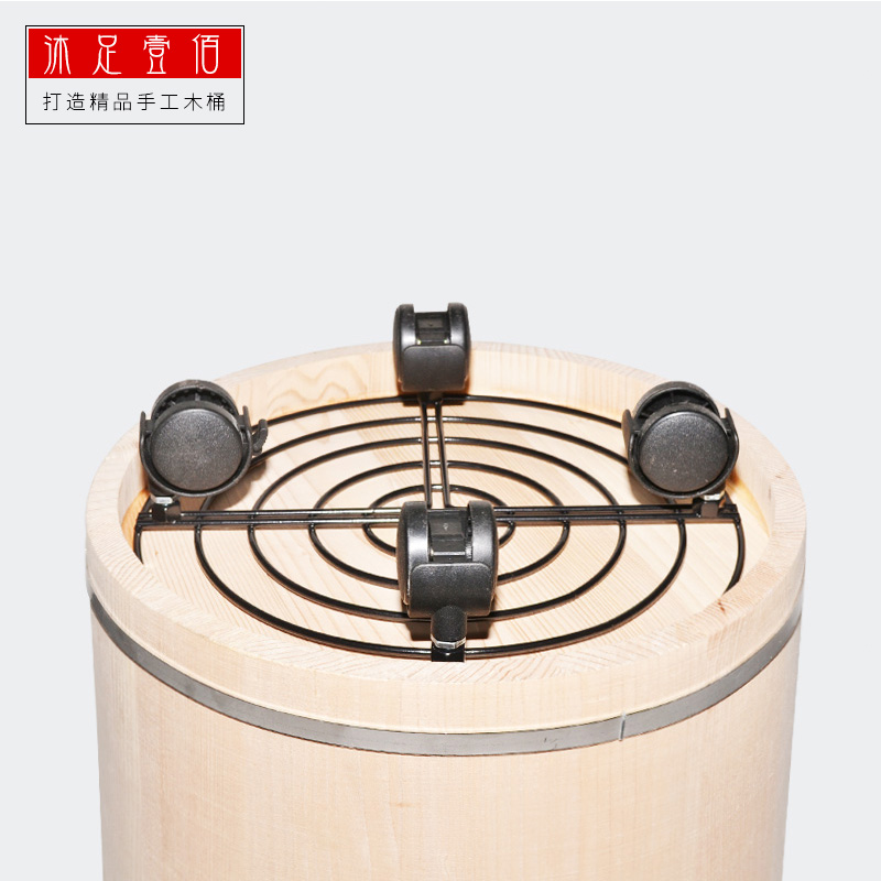 木桶木盆足浴泡脚桶移动万向轮木桶轮盘加厚铁艺移动花架托盘底座