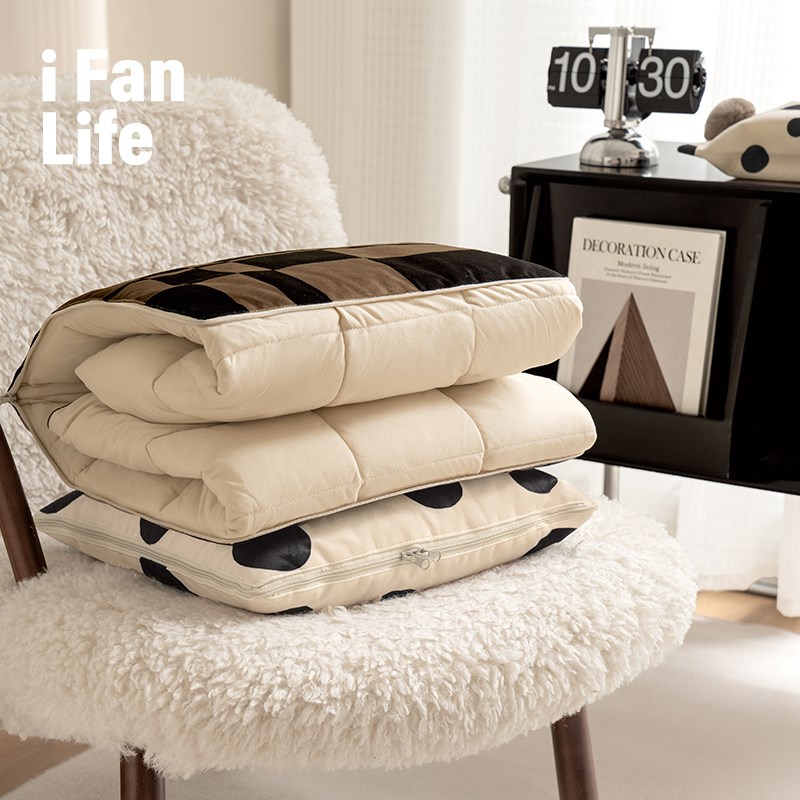 范店奥格简约抱枕被二合一加厚折叠车载枕头被办公室午睡空调毯子