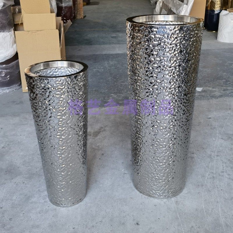 不锈钢花瓶 水波纹花器 艺术花瓶 时尚现代花器 金属花盆 定制