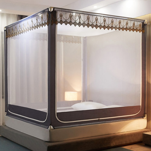 2021年新款防摔儿童拉链蚊帐夏天蒙古包家用免安装加支架方便拆洗