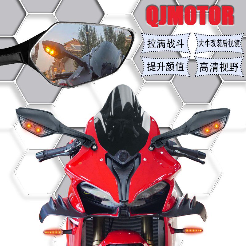二代新款适用赛600/550改装大牛后视镜 921/800/600RS带灯倒车镜