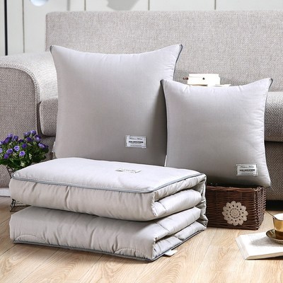 二合一抱枕被多功能靠枕毯子折叠两用车载靠垫办公室午睡毯简约