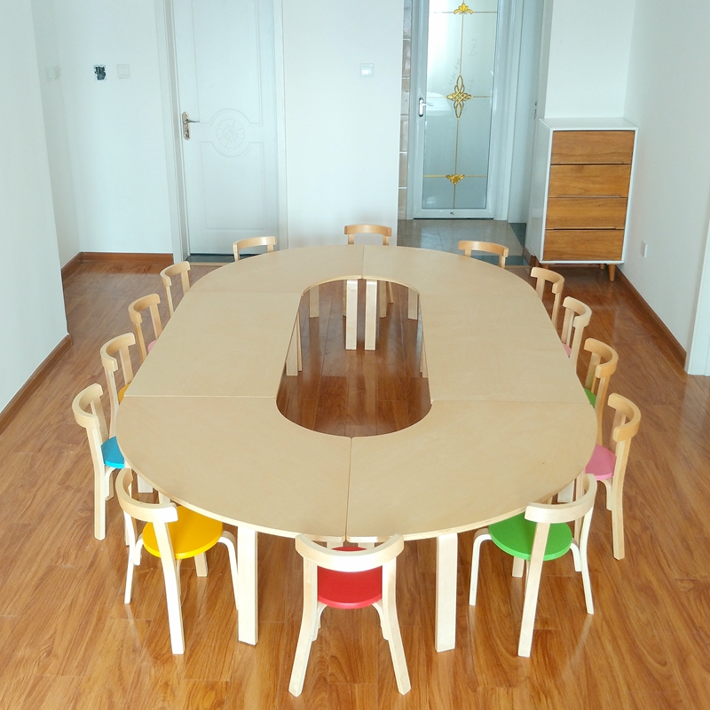 幼儿园实木儿童绘画美术桌子辅导培训班绘本馆托管班小学生课桌椅