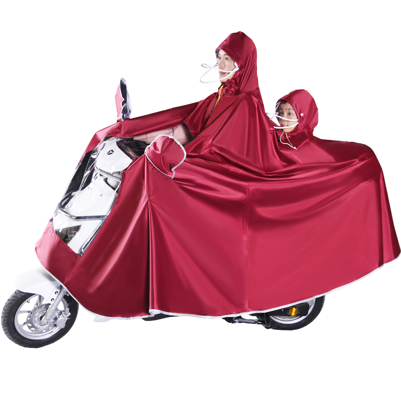 雨披儿童坐车电动雨衣大人带宝宝母子后置带小孩子的亲子雨衣