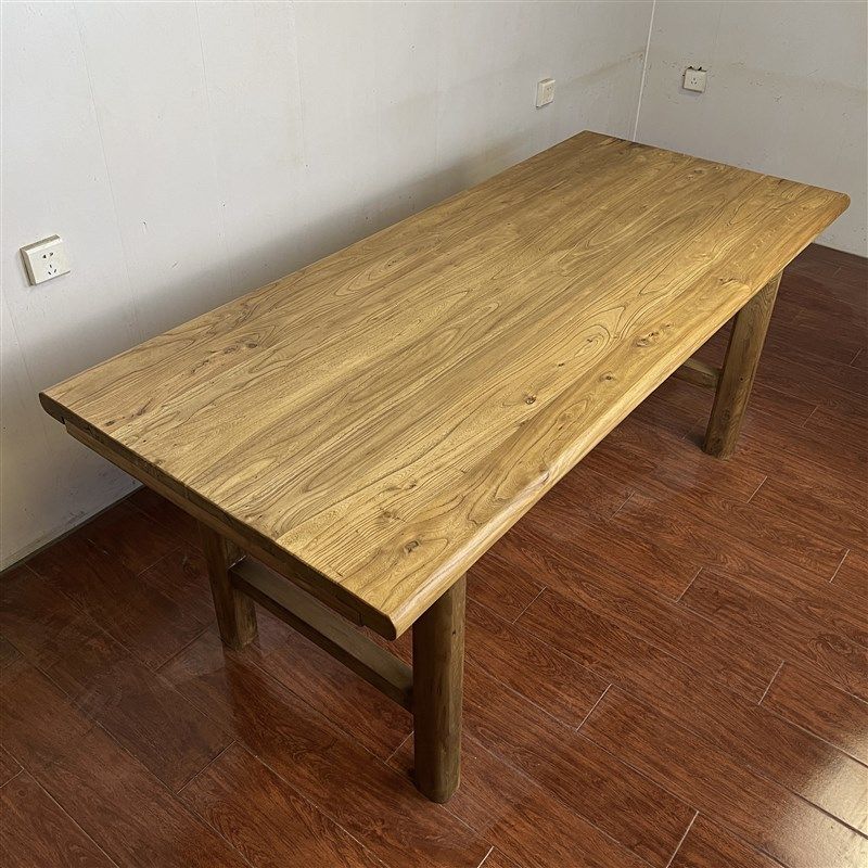 老榆木茶桌实木餐桌复古吧台原木大板长桌书桌阳台桌家用民宿定制