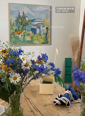 港画 治愈系手绘油画五颜六色的房子bauhaus包豪斯中古摆件装饰画