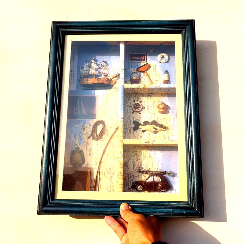 玄关一帆风顺海洋实木海军绳结画客厅抽象大海帆船画立体装饰挂画