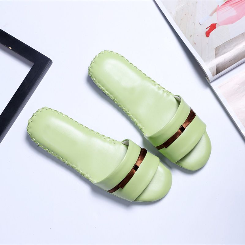 夏款女糖果色手工家居皮拖鞋室内静音防滑防臭木地板地砖家用拖鞋