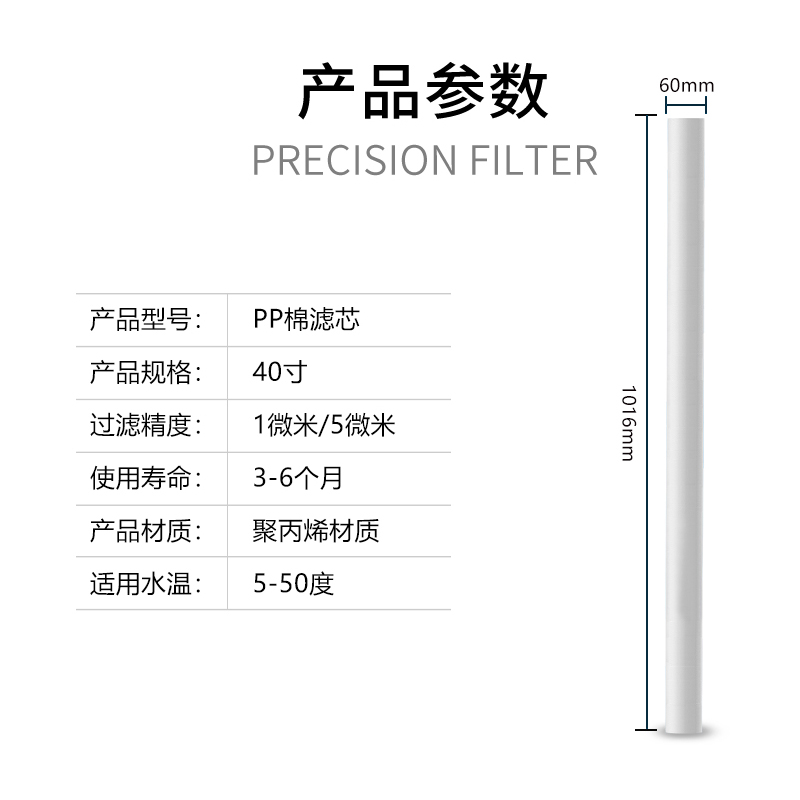 寸PP棉滤芯熔喷聚丙烯水处理保安带骨架精密工业前置配件