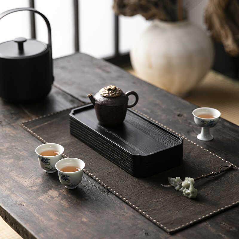 白蜡木茶碳化干台黑色NHT日式具小型原木清堂壶承茶托泡盘小茶台