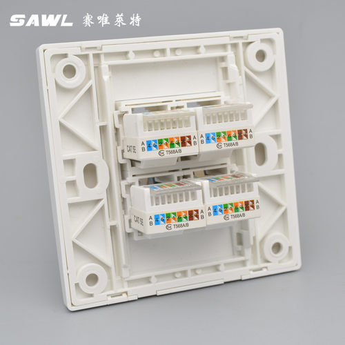 4口网线插座86型86型RJ45网络模块4位免打电脑口开关四口信息面板