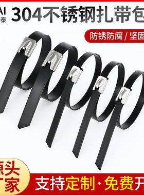 304不锈钢包塑金属扎带BC9MM自锁扎带船用防腐蚀绝缘固定耐低温