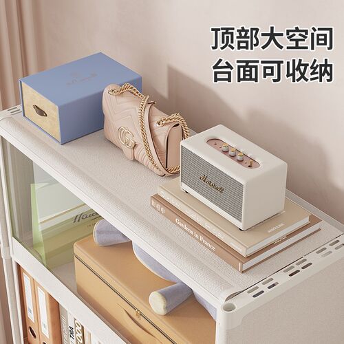 书柜落地儿童置物架透明可视防尘简易书架学生家用一体靠墙格子柜