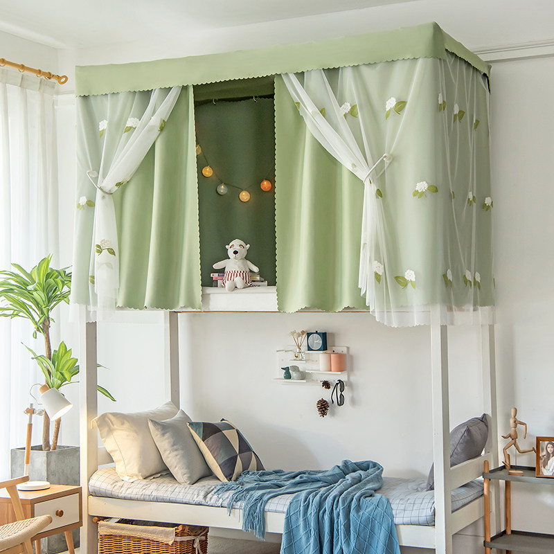 学生宿舍遮光寝室床帘上铺下铺纯色少女纱清新一体式日小系幔帘子
