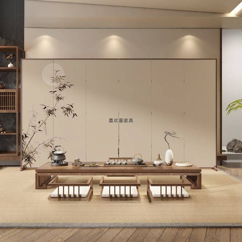 茶室折叠移动遮挡装饰折屏布艺屏风隔断客厅入户玄关新中古办公室