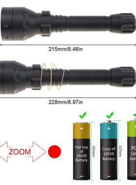 10W旋转m调焦T50手筒光绿电光白红光火炬T50灯940n红外手电筒