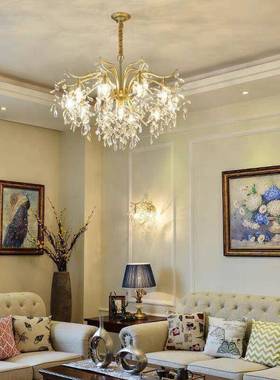 美轻奢树枝餐水晶客吊灯复古法式创意艺术卧室书房80034式厅玄关