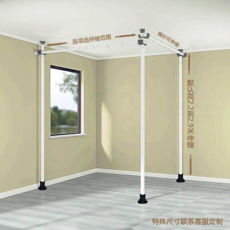 &免打孔J折叠移动隔断客pf002分割卧室出租房厅间Ｌ型床窗围遮挡