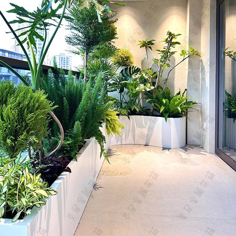 不锈钢花箱户外组合定锌板成品花槽长花方形制镀悬浮池739露台铁