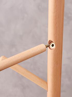 BID榉家挂衣架室落卧地衣帽架实木简易现代立式客厅转木角衣服架用子