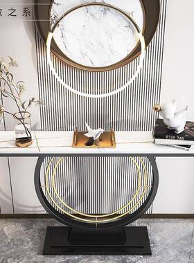 轻奢玄关桌现景代简12约靠墙条式几户端台岩板装饰条入案新中玄关