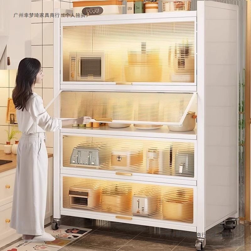 厨房置物架落地多层防尘收纳柜子家用多功能碗柜餐边柜橱柜储物柜