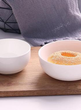 米6只白色韩碗饭碗圆碗骨瓷家汤用装吃F7585M77饭碗面碗陶瓷创意