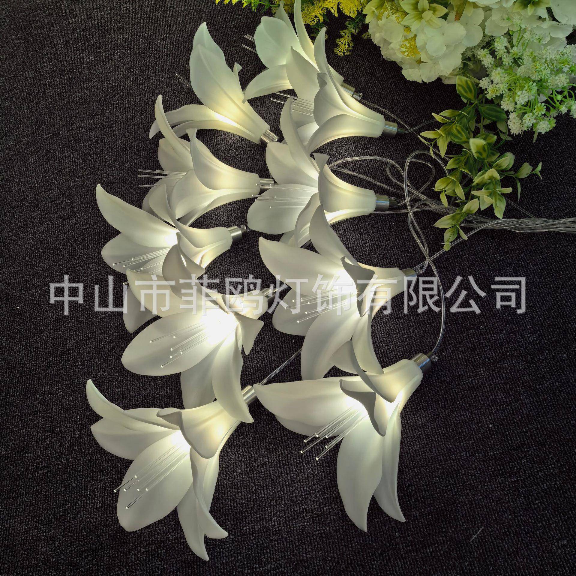 新款婚MWR礼百合花装吊灯创婚庆仿真花道意具舞台饰发光克亚力吊