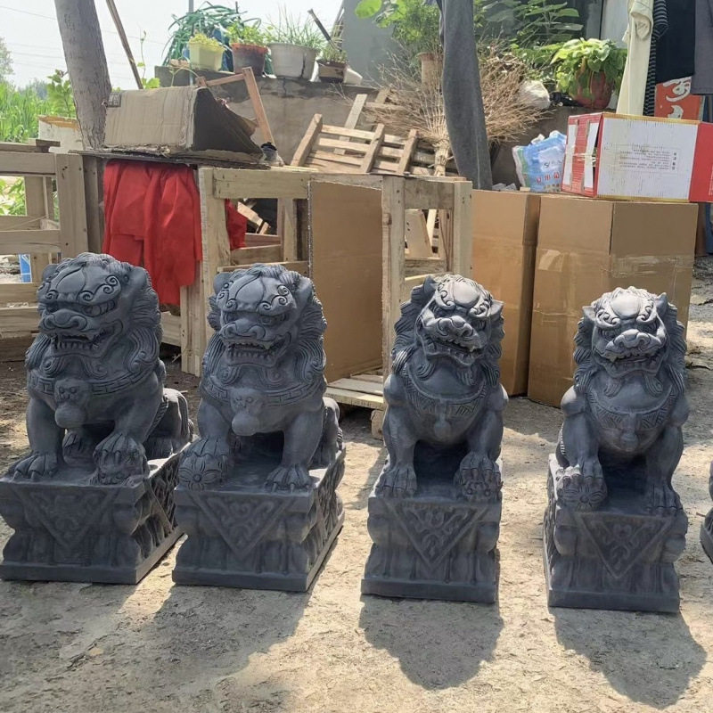 石头石雕小石狮子摆件小号一对门口看门青石家用别墅庭院青石雕刻