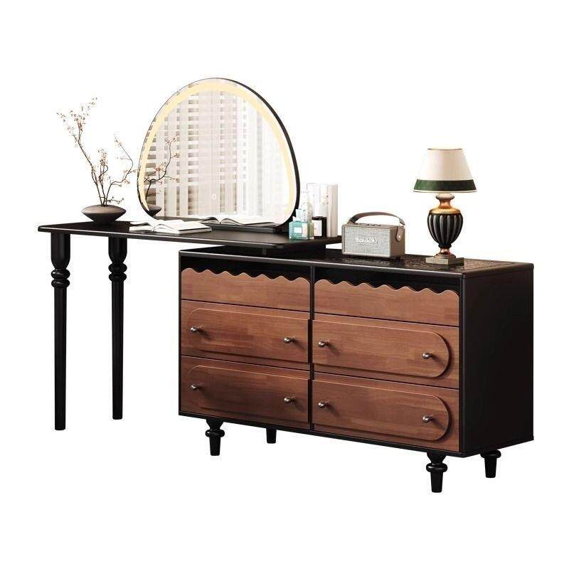 中式梳妆台复古妆实-古木法式卧室化床化妆台收纳斗柜尾风复古风