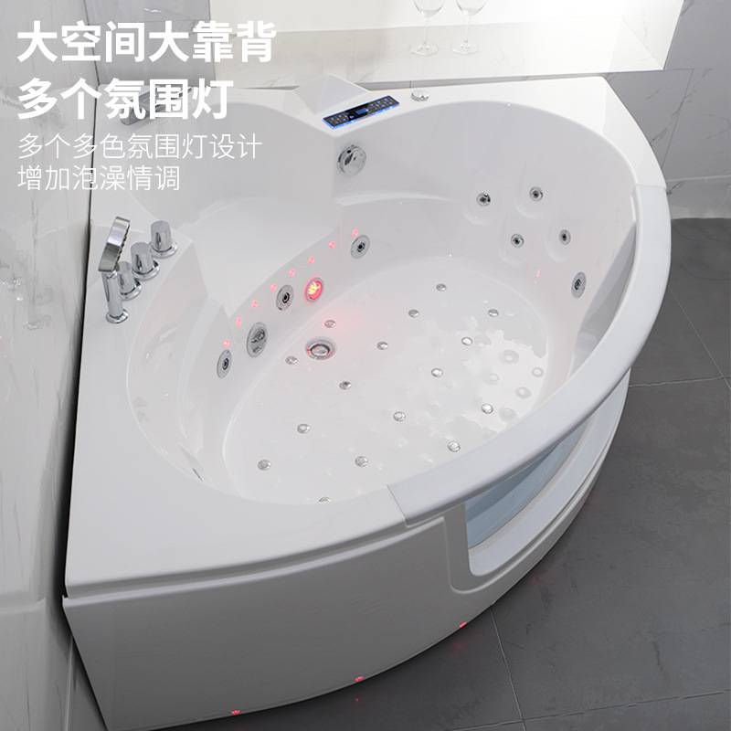 出口海景玻璃浴缸三角扇形浴缸亚克力泳池智能恒温按摩浴缸家用