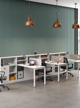 屏职人员办公桌椅组合简约现四六位风工QCU位员工电脑卡座办公代