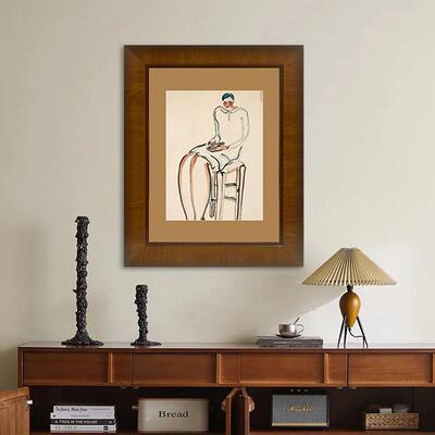 法古饰式常玉艺素描法式复古风装画客厅餐厅中小众术挂画玄al2024