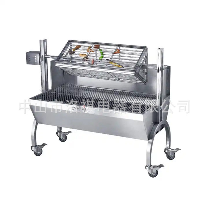自动旋转无烟烧烤架烤全羊烤肉户外不锈钢电动烧烤炉跨境热销烤架