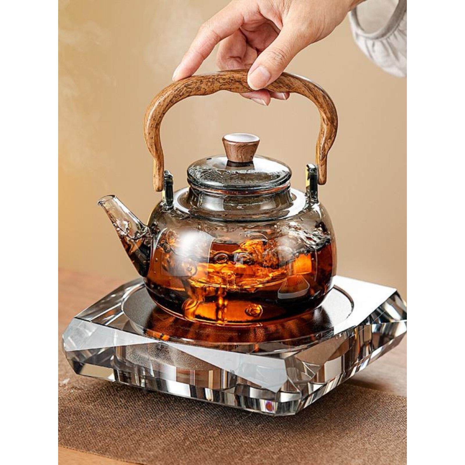 电陶炉煮茶壶煮茶器套装新款大容量玻璃水晶耐高温提梁小型养生壶