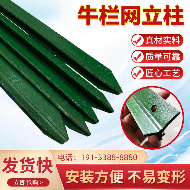 铁丝网防锈铸铁尖头三角Y型围栏立柱杆菜园实心立柱桩支撑爬藤架