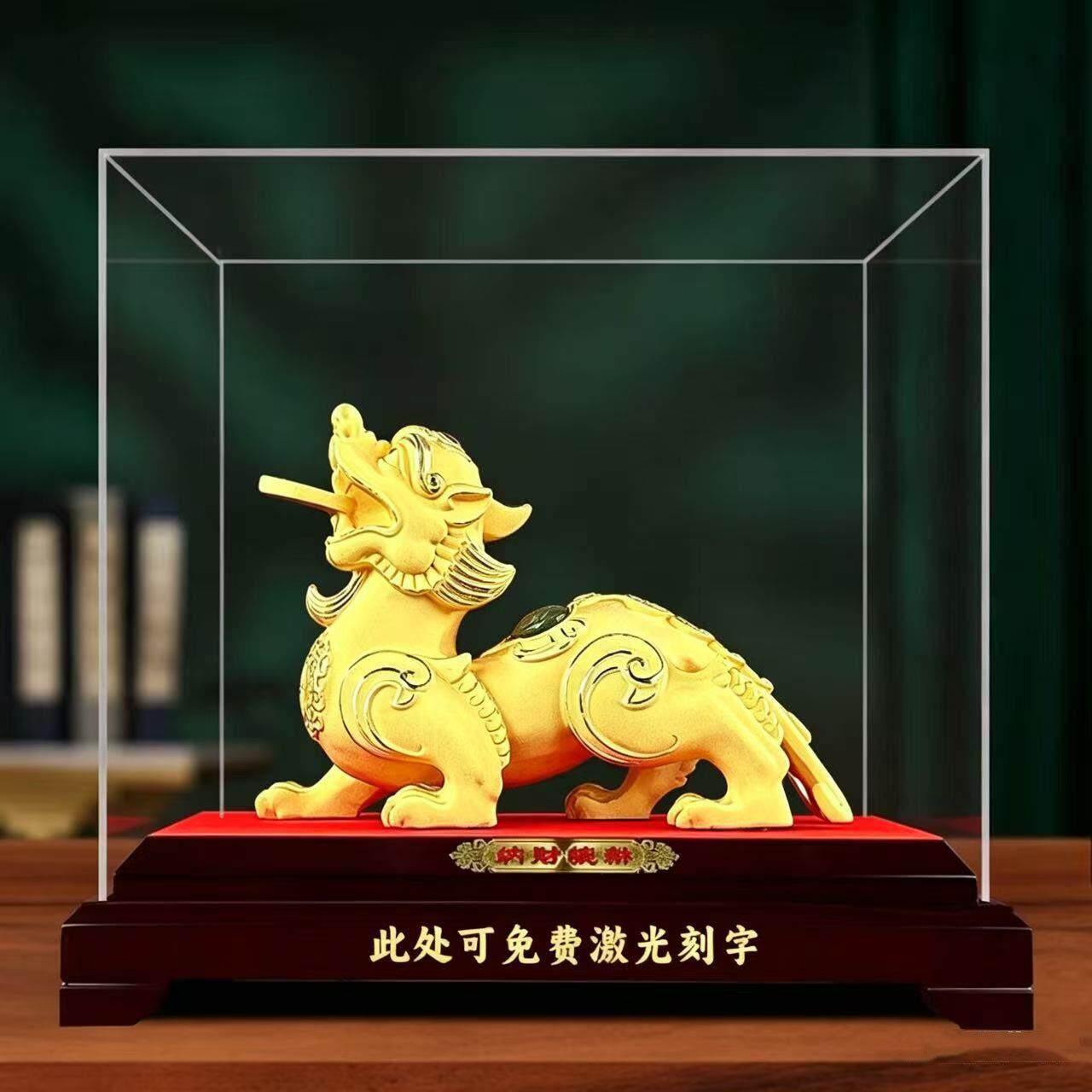 绒沙金貔貅摆件公母一对招财旺财聚财客厅家用办公室装饰皮丘貔犰