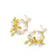 青岛饰品原创设计感珐琅釉黄色柠檬水果白色花朵花环耳环银针耳钉