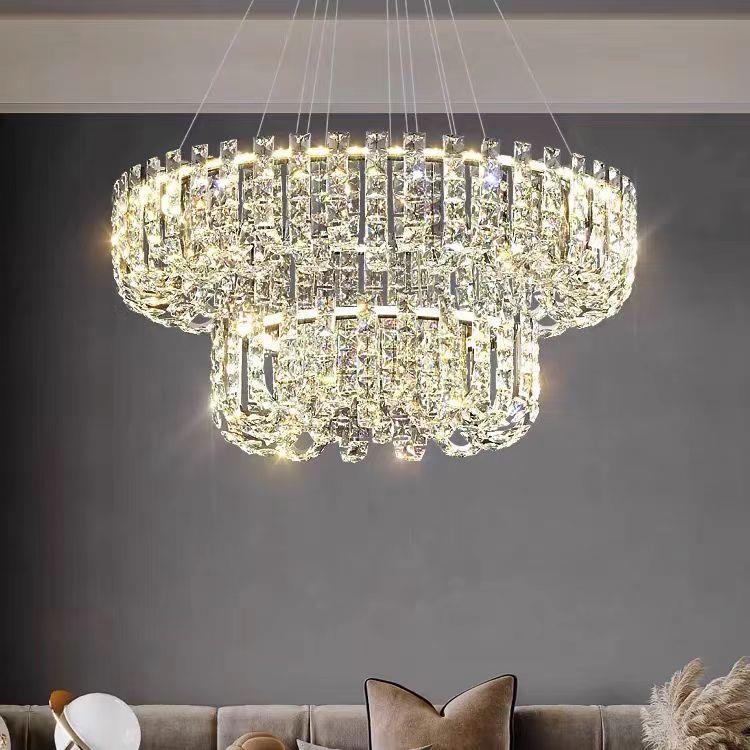意式轻奢水晶吊灯客厅灯高档大气奢华设计师创意餐厅灯大厅主灯具