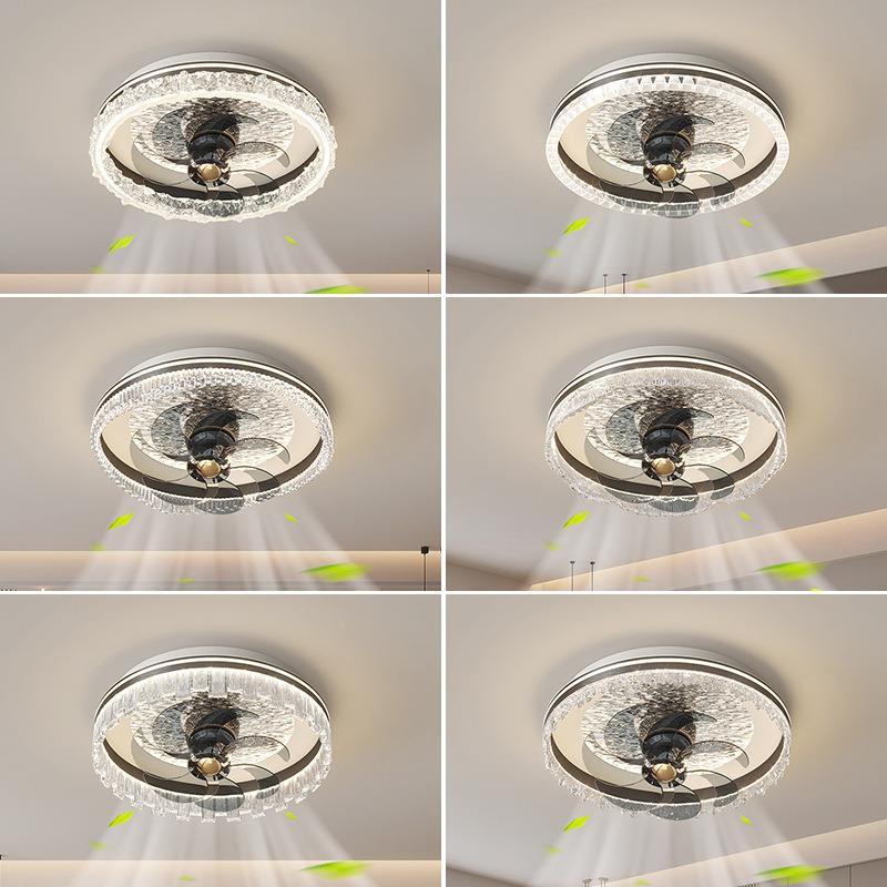 2025新款卧室风扇灯轻奢意式冰裂纹主卧房间吸顶灯全光谱电扇灯