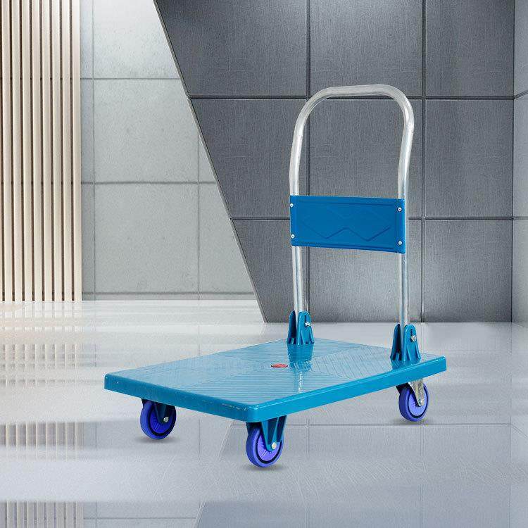 手推车便携折叠 静音脚轮家用超市搬运货物手推工具车 静音平板车