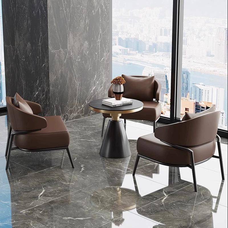 售楼处轻奢洽谈桌椅组合酒店商务单人沙发接待休息区休闲一桌四椅
