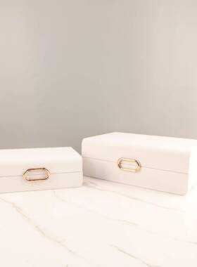 现代轻奢木质件皮革004首饰收纳盒摆样板房卧室客衣帽间家厅饰居