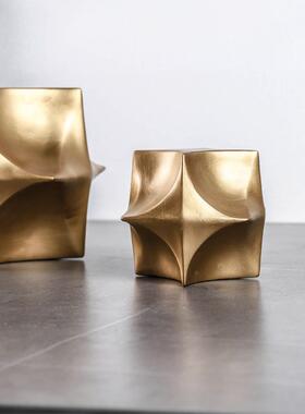 现代极面简金色菱形树摆件桌摆件样面板房客厅DSH脂书柜桌软装饰