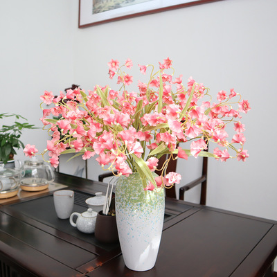 仿真高品质3叉风铃花枝手捧花家居高端软装花艺拍摄道具花瓶插花
