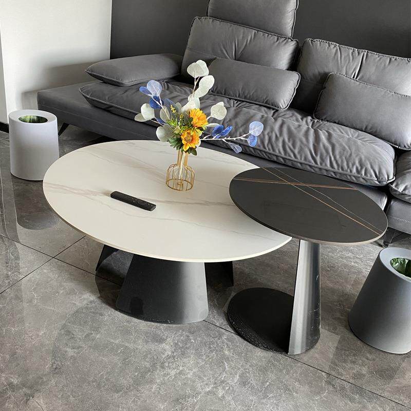 岩板茶几圆形现代客厅创意设计师轻奢边几意式极简大小组合小户型