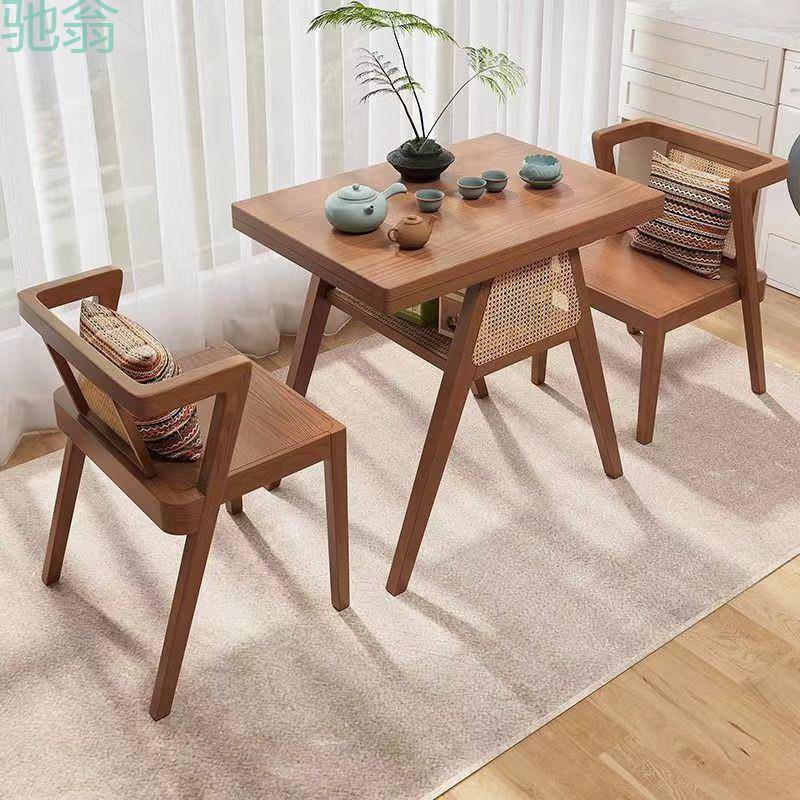 GxP实木餐桌现代简约长方形小户型客厅家用实木餐椅组合多功能的