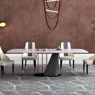 轻奢亮面岩板餐桌现代简约小户型长方形意式 极简家用饭桌M356